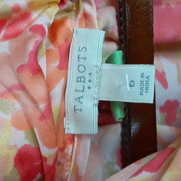 Talbots Cowl Neck Orange Spring Summer Sleeveless Floral Print Dress - Picture 3 of 9